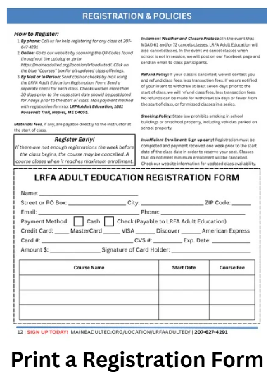 Print a Registration Form